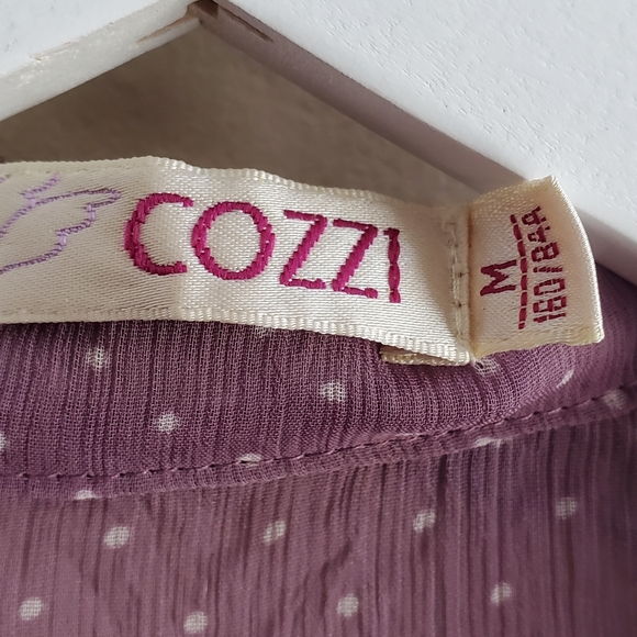 Vintage purple blouse with lace, long sleeve, Semi Sheer, Medium Size - Picture 9 of 9